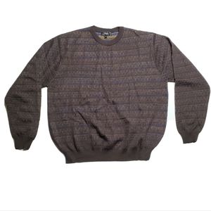 Villini Brown Black Merino Wool Acrylic Blend Pullover Crewneck Sweater Size XL